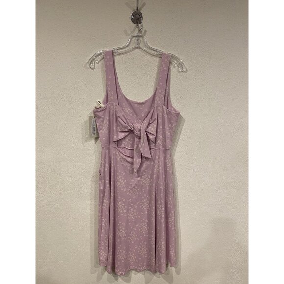 Pact Dress Womens Medium Lavender Tie-Back Floral Organic Cotton Knit Pockets - Picture 5 of 5